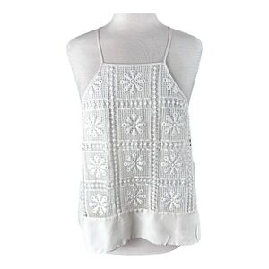 ELIZABETH and JAMES Ivory Sleeveless Floral Crochet  Tank Top Size Large
